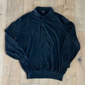 Toscano Made in Italy Black Long Sleeve Collared Polo Shirt Men's XXL